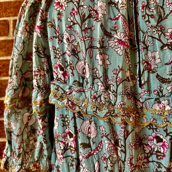 Isabel Marant Teal Floral Ruffle Dress (includes slip) - Picture 7 of 12